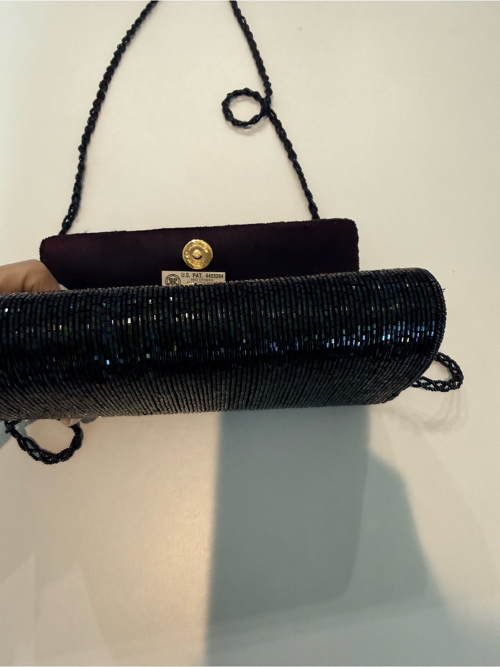 Beaded Floral Pattern Evening Bag - Navy - Picture 8 of 12